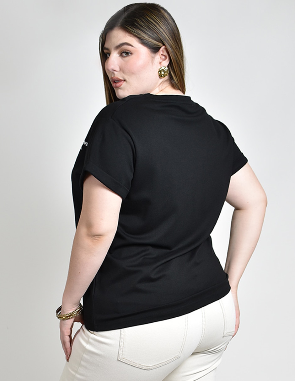 Playera manga corta cuello redondo para mujer 5