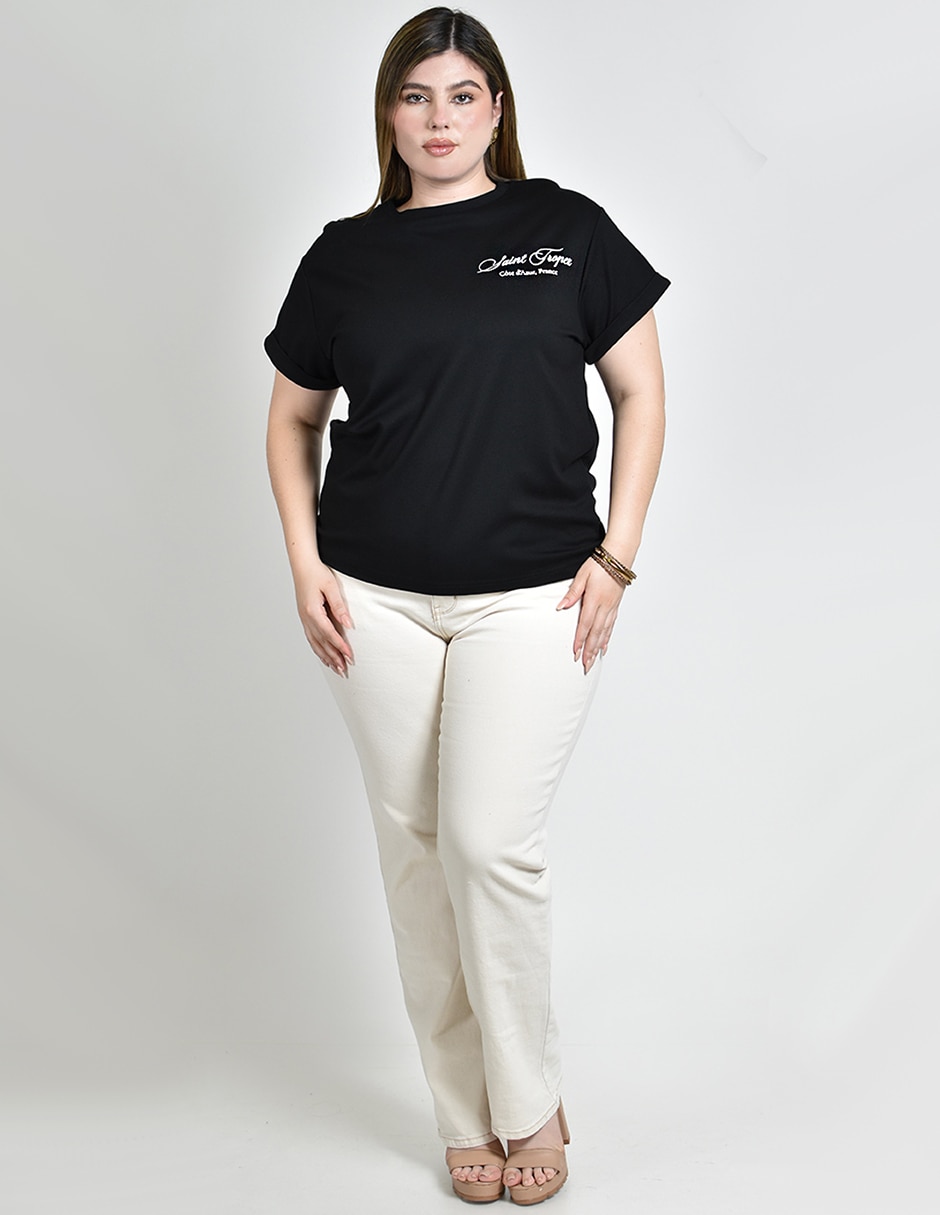 Playera manga corta cuello redondo para mujer 2