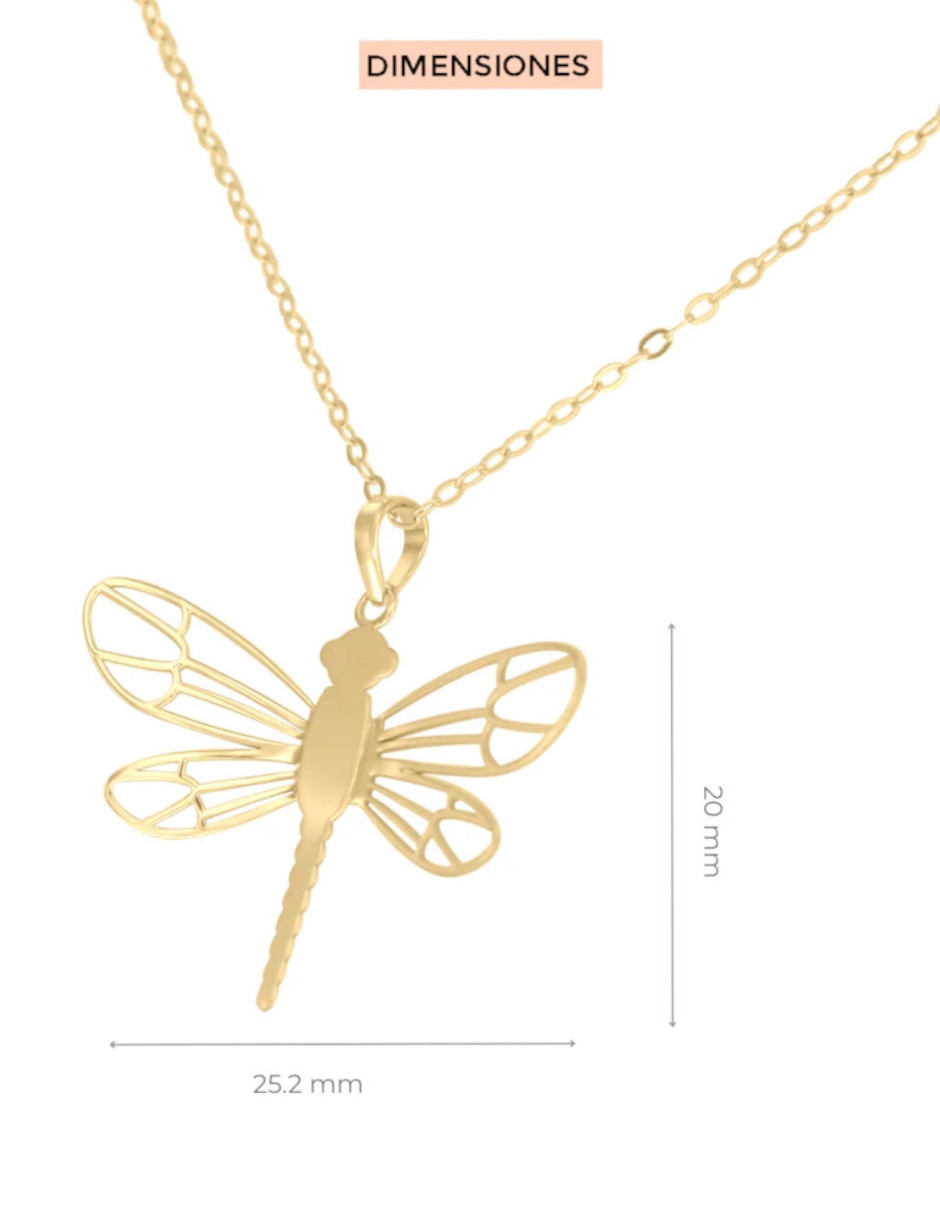 Collar con dije de libélula de oro 14 K 2