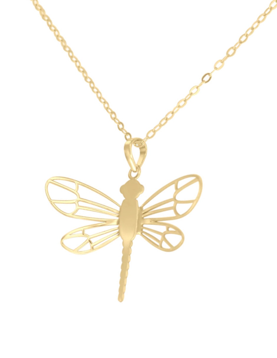 Collar con dije de libélula de oro 14 K