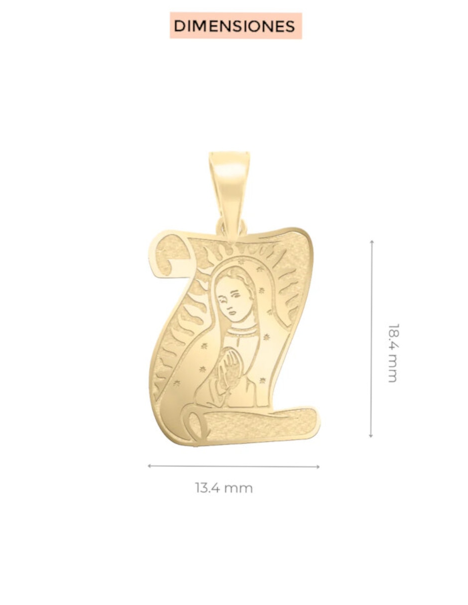Dije de virgen de guadalupe Fianelli de oro amarillo 14 K