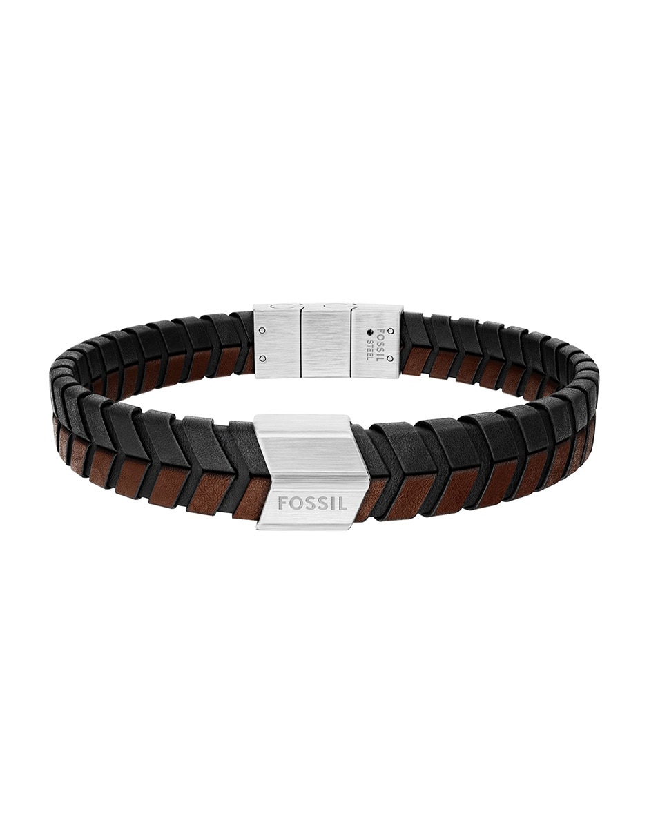 Pulsera Fossil de piel Woven acabado mate