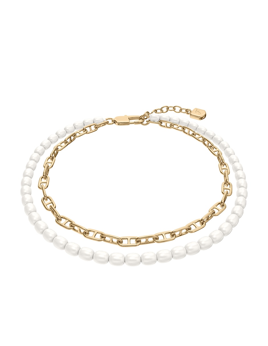 Multi-pulsera Heritage Pearl D-Link Gold acabado pulido