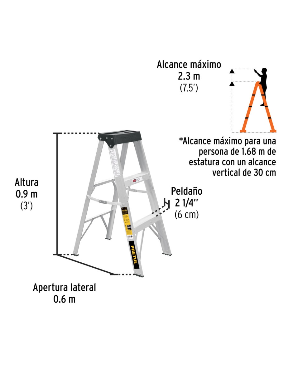 Escalera de tijera Pretul de aluminio