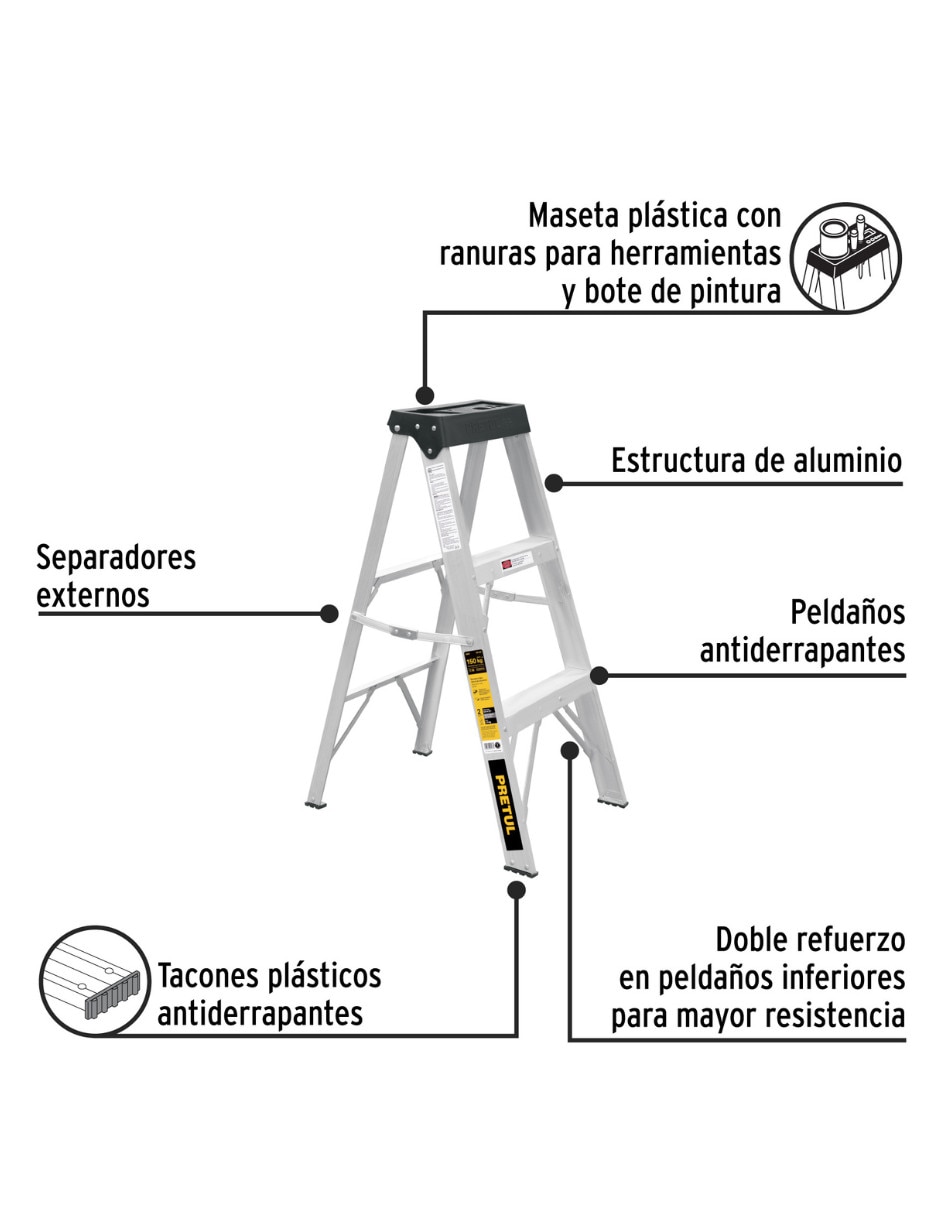 Escalera de tijera Pretul de aluminio