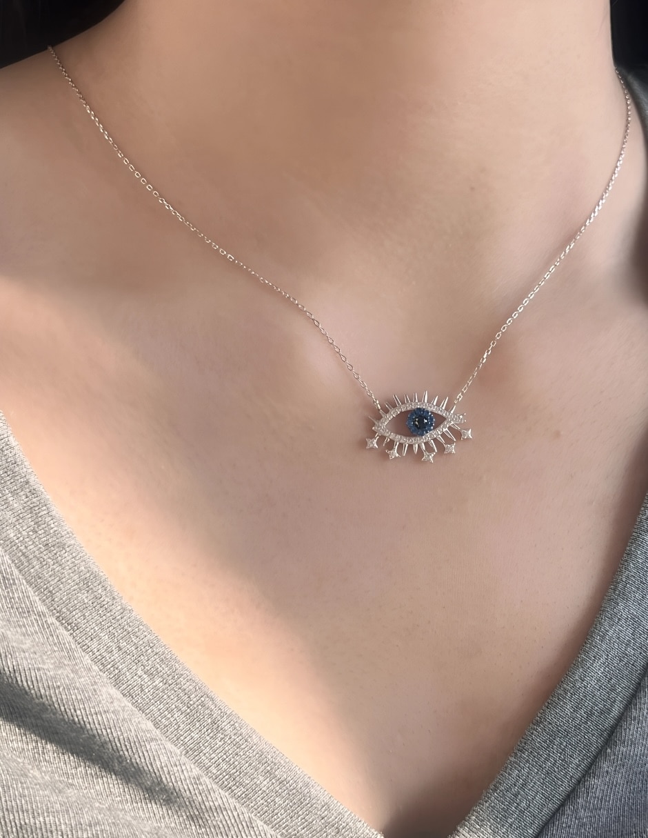 Collar de ojo turco Yoiko Ether de plata P 925