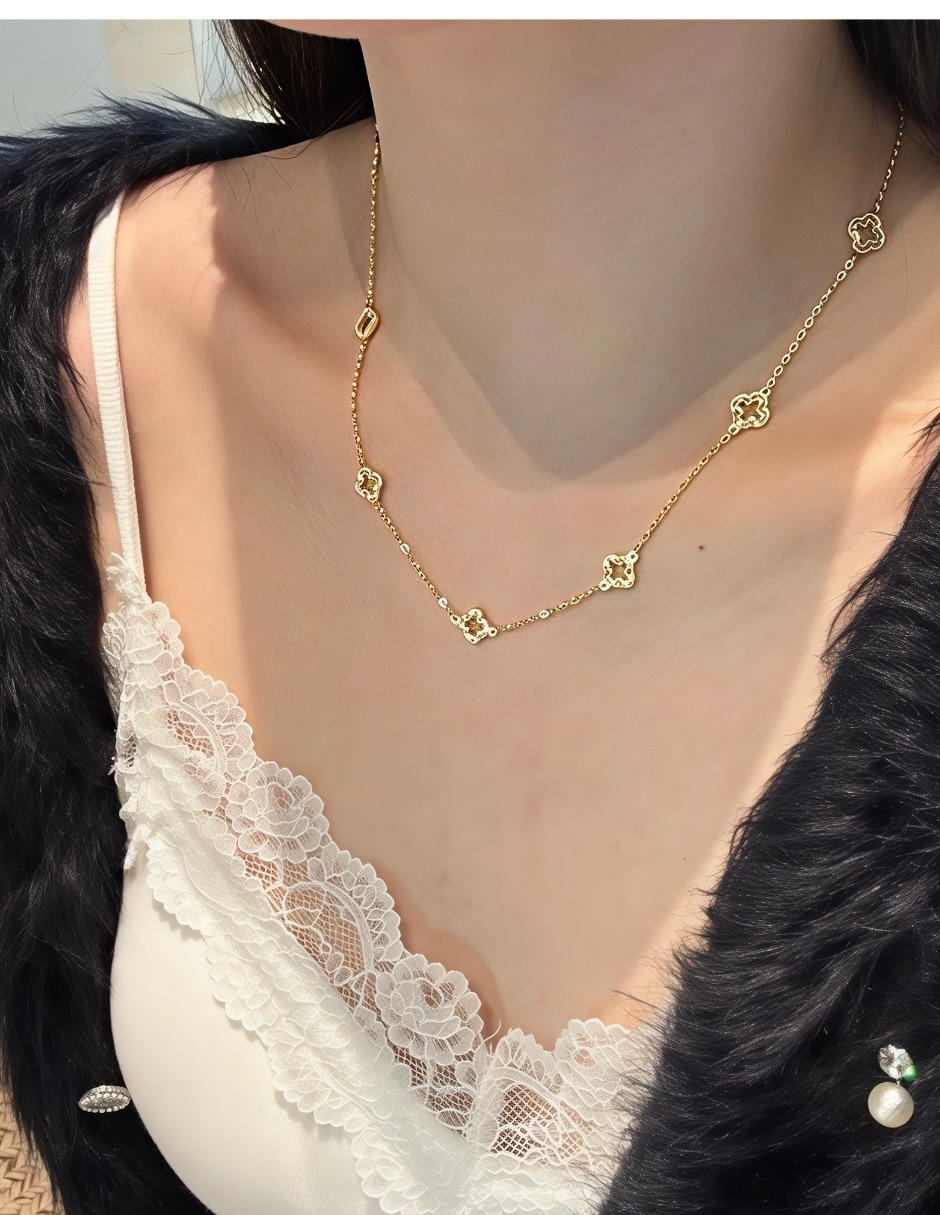 Collar Fiore de plata P 925 baño de oro 9