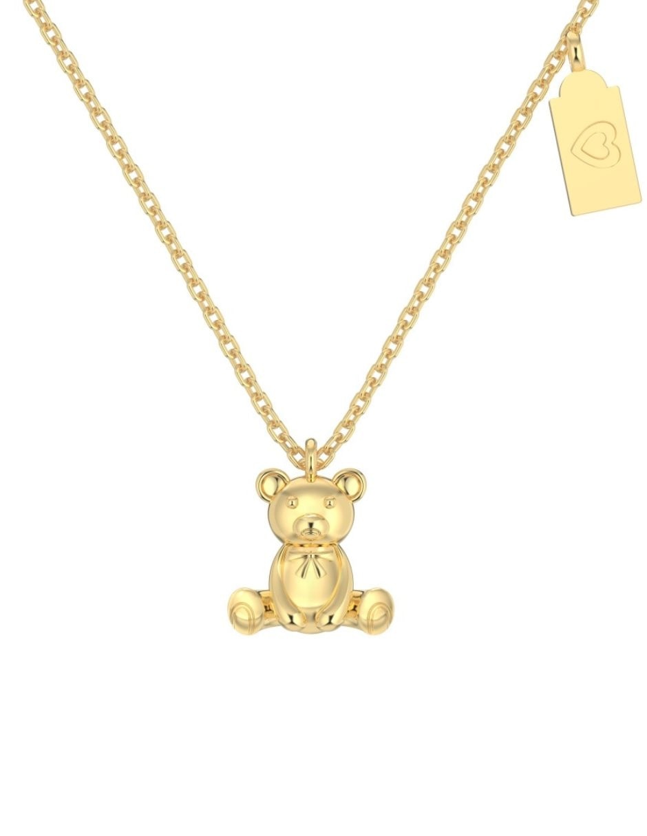 Collar con dije de oso Nico de plata P 925 acabado baño de oro