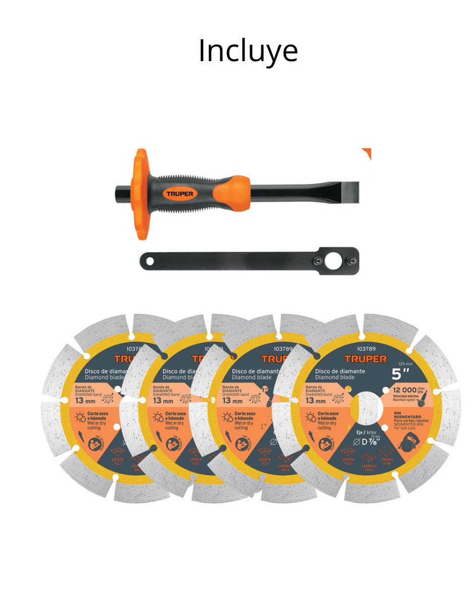 Kit ranuradora de concreto Truper 1500 W