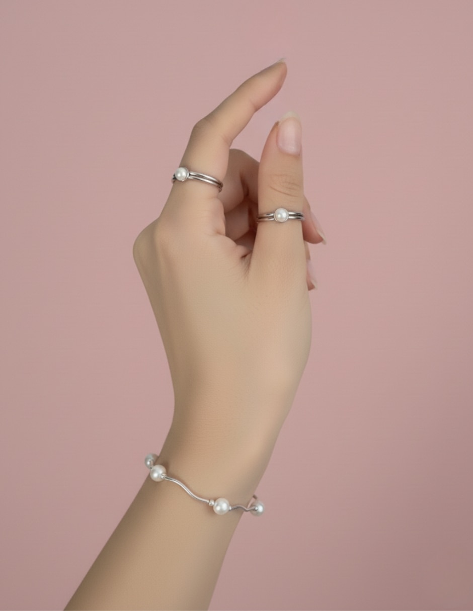 Pulsera Aretize de plata P 925 con perla cultivada acabado brillante