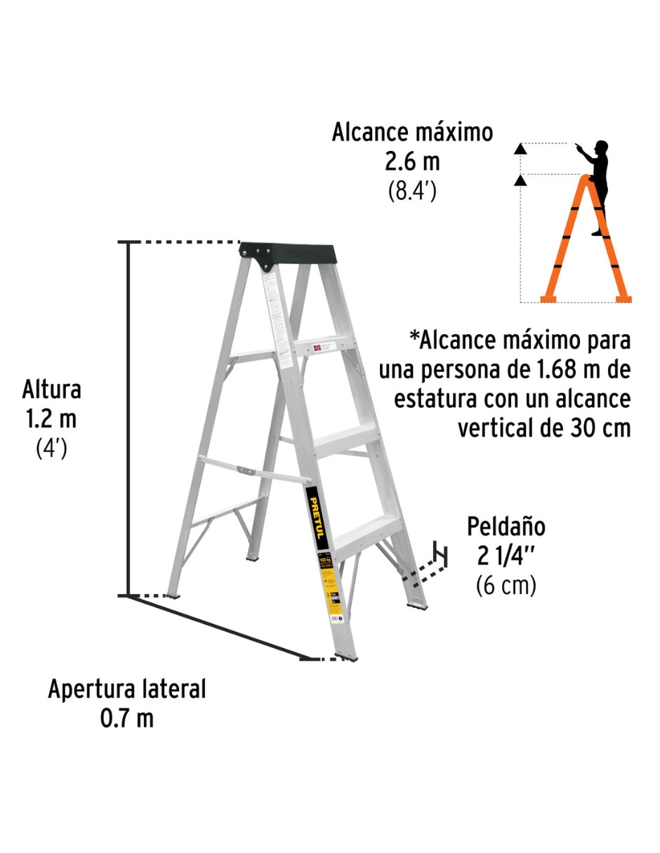 Escalera de tijera Pretul de aluminio