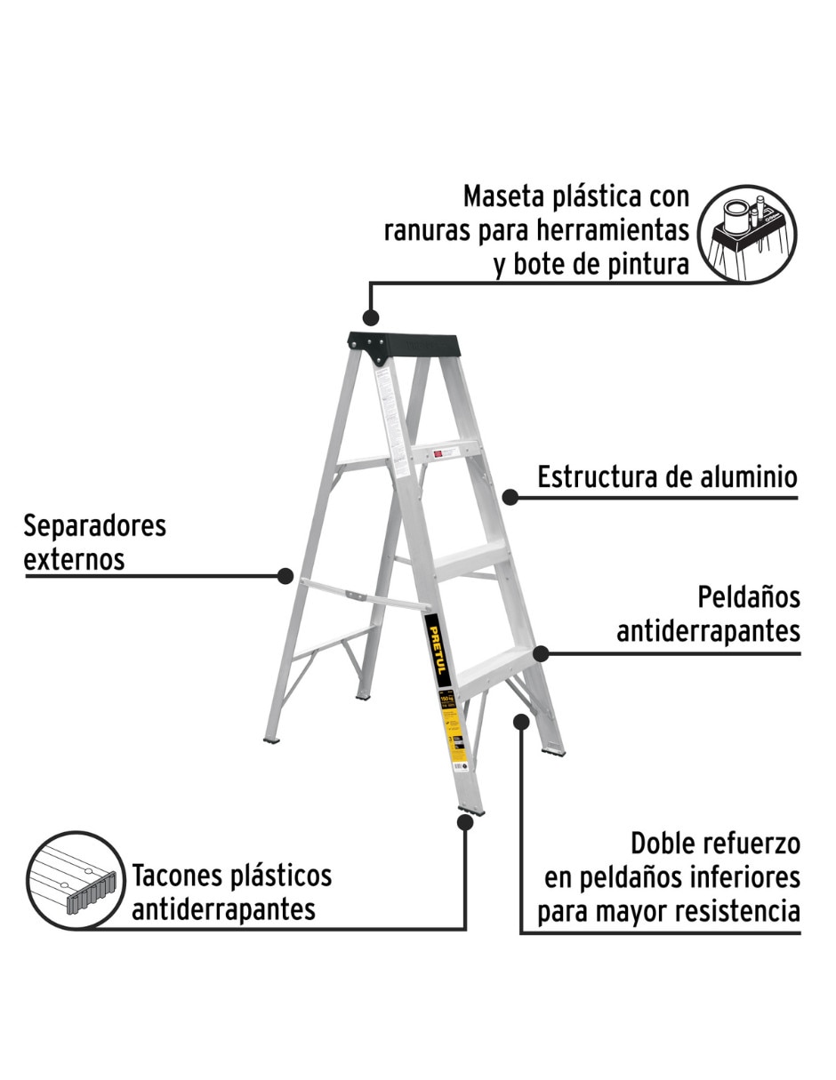 Escalera de tijera Pretul de aluminio