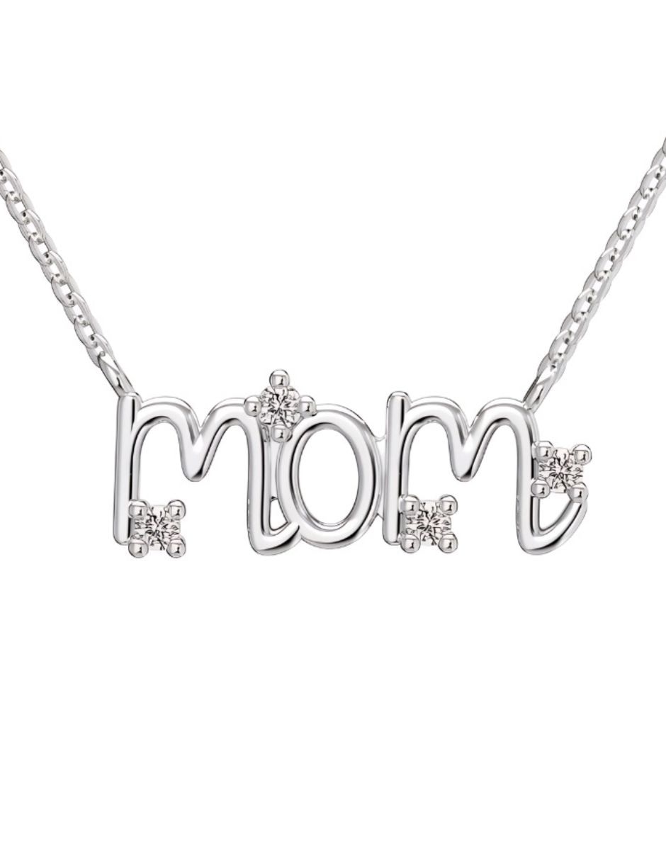 Collar con dije Mom de plata P 925