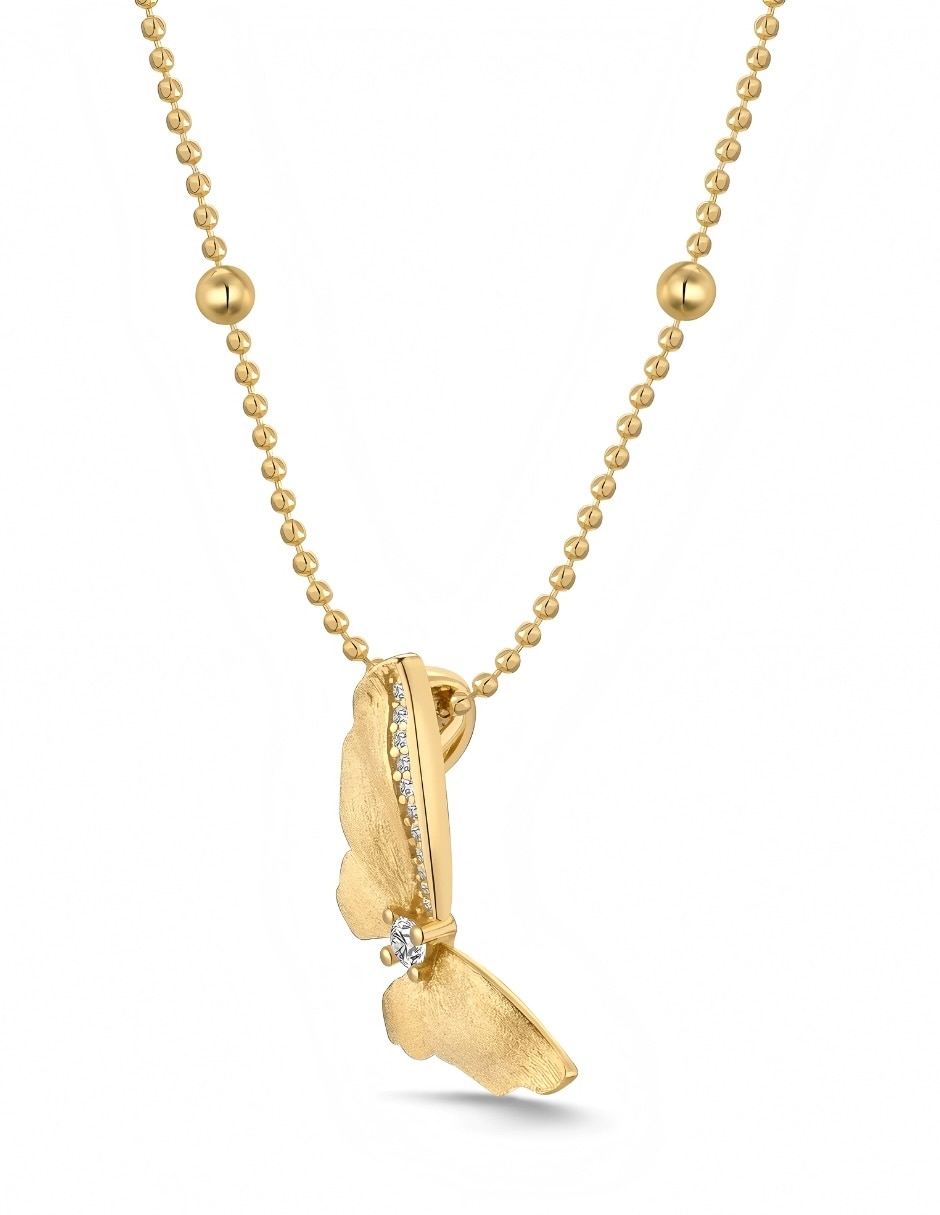 Collar con dije de mariposa Yoiko Aurelle de plata P 925 baño de oro