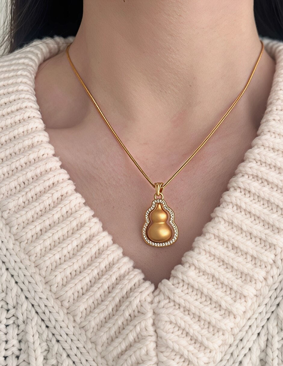 Collar con dije Yoiko Wu Lou de plata p 925 con acabado baño de oro
