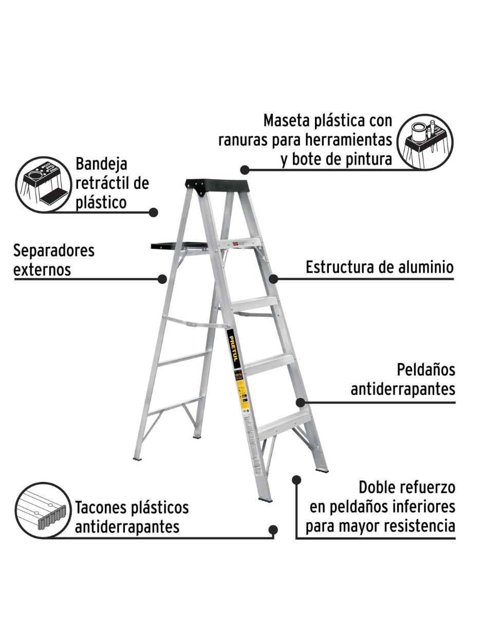 Escalera de tijera Pretul de aluminio