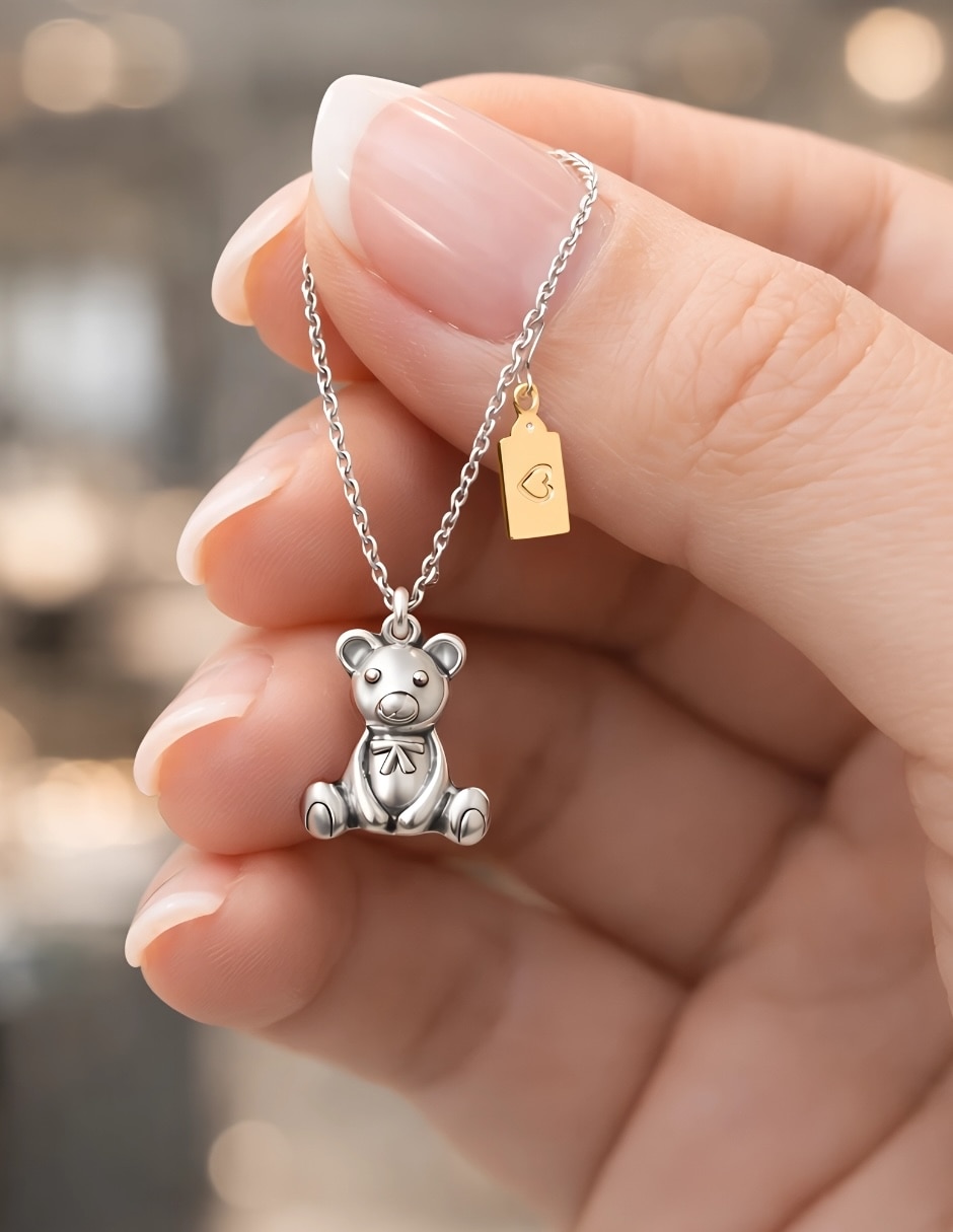 Collar con dije de oso Yoiko Nico de plata P 925