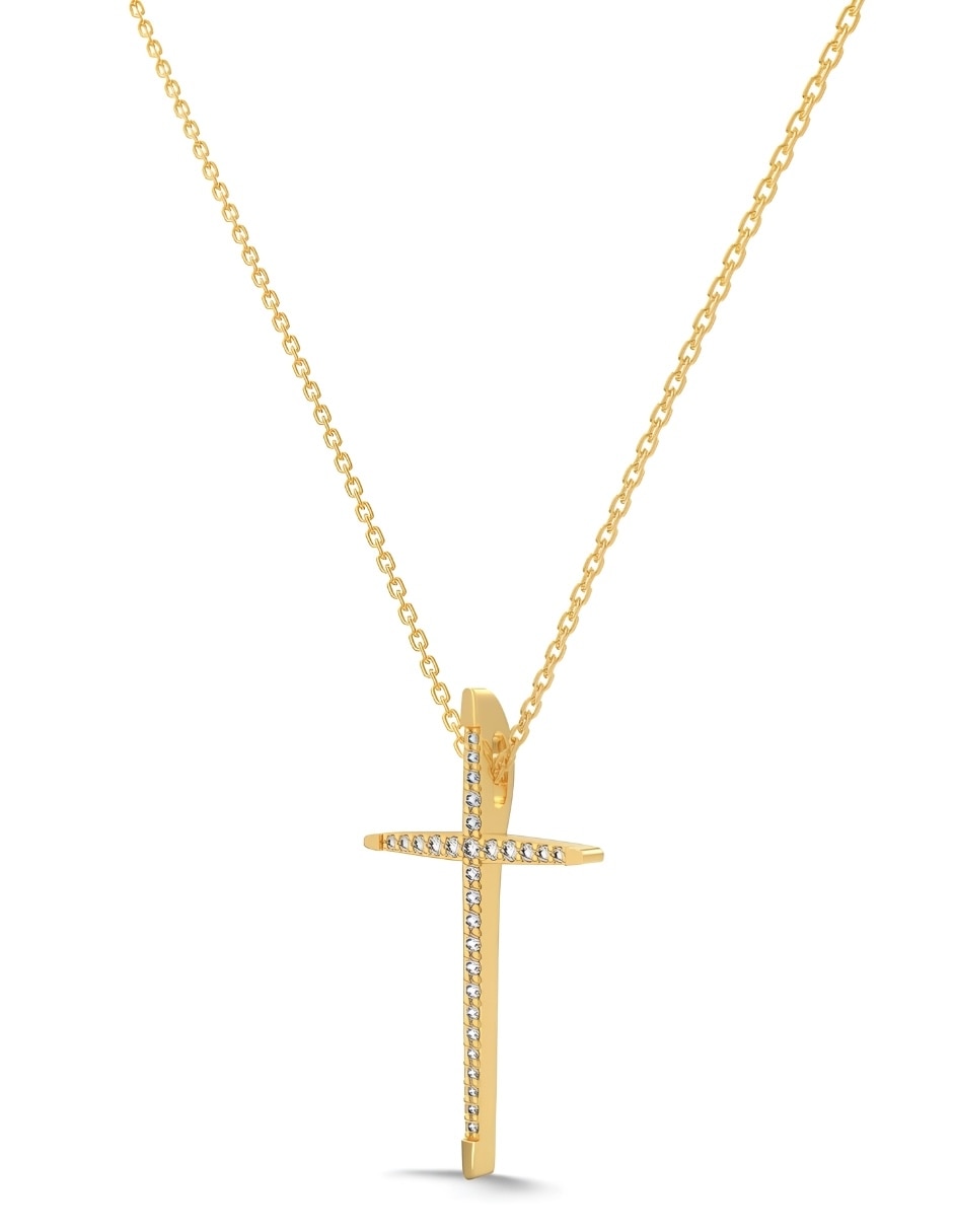 Collar de cruz Yoiko Aurel de plata P 925 con acbado baño de oro