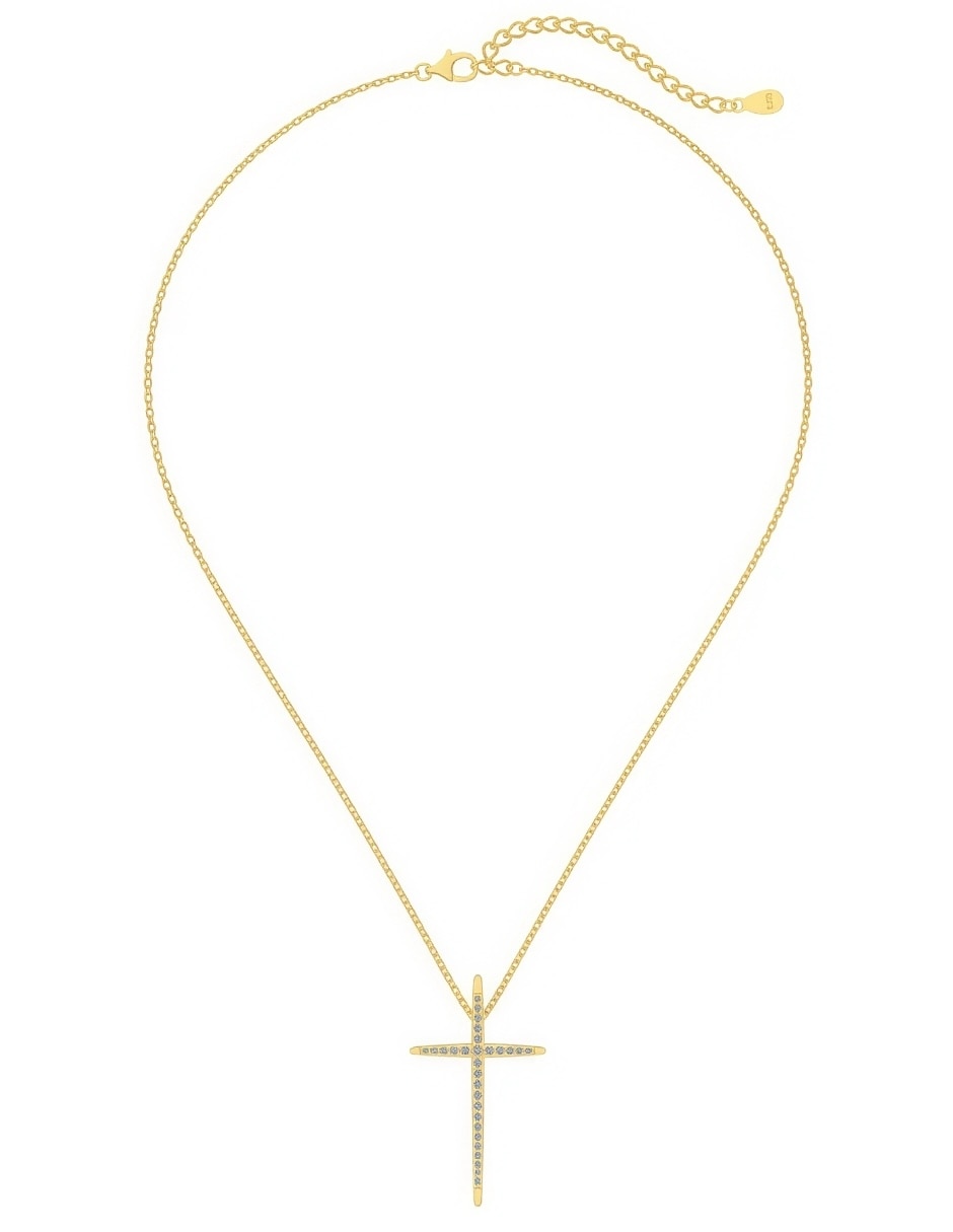 Collar de cruz Yoiko Aurel de plata P 925 con acbado baño de oro