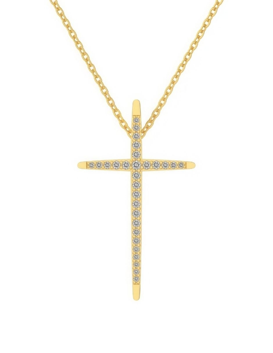 Collar de cruz Aurel de plata P 925 con acbado baño de oro