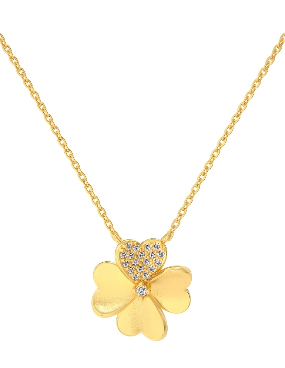 Collar de trébol Yoiko Bloom de plata P 925 con acabado baño de oro