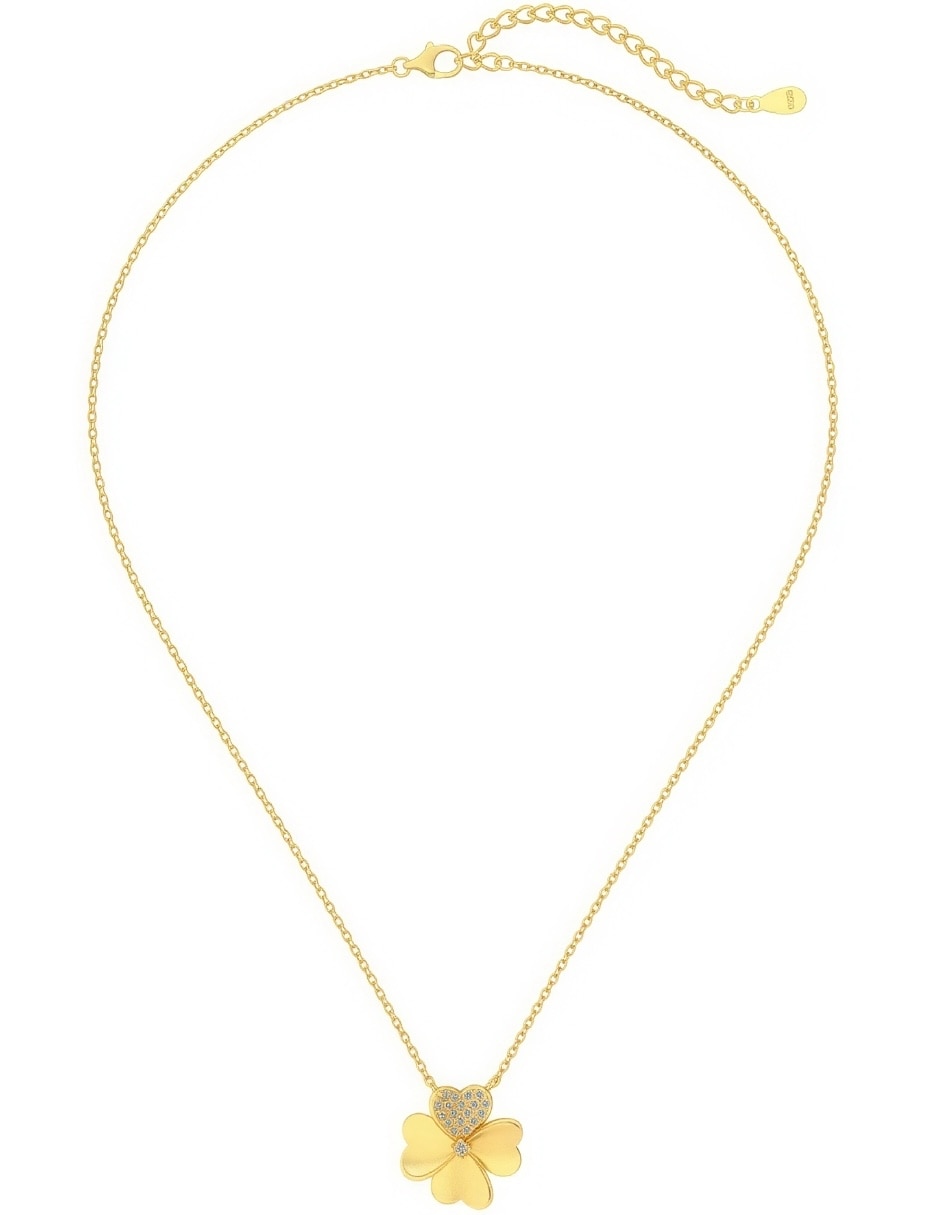 Collar de trébol Yoiko Bloom de plata P 925 con acabado baño de oro