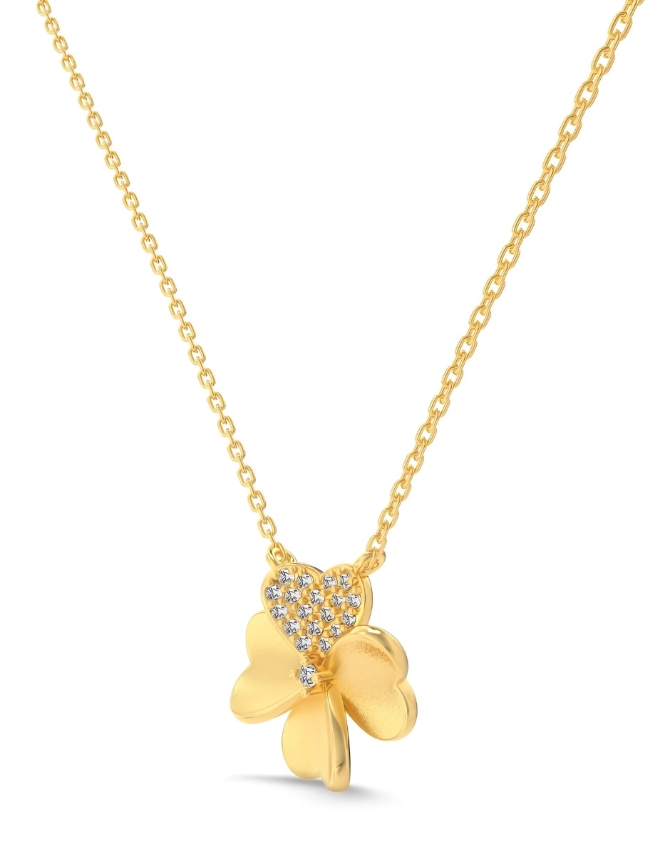 Collar de trébol Yoiko Bloom de plata P 925 con acabado baño de oro