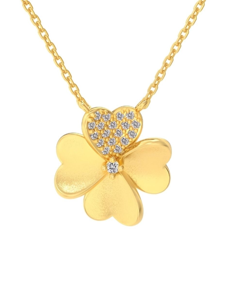 Collar de trébol Bloom de plata P 925 con acabado baño de oro