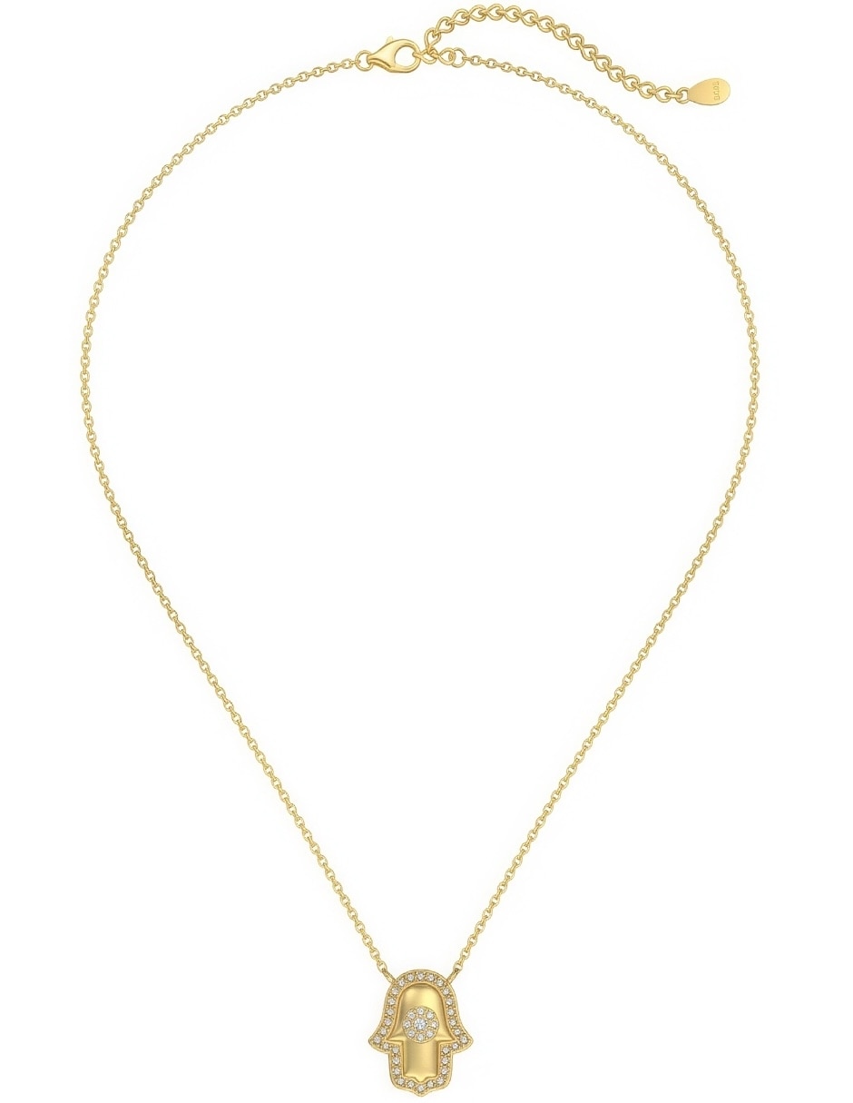 Collar de mano de Fátima Hamsa de plata P 925 con acabado baño de oro 5