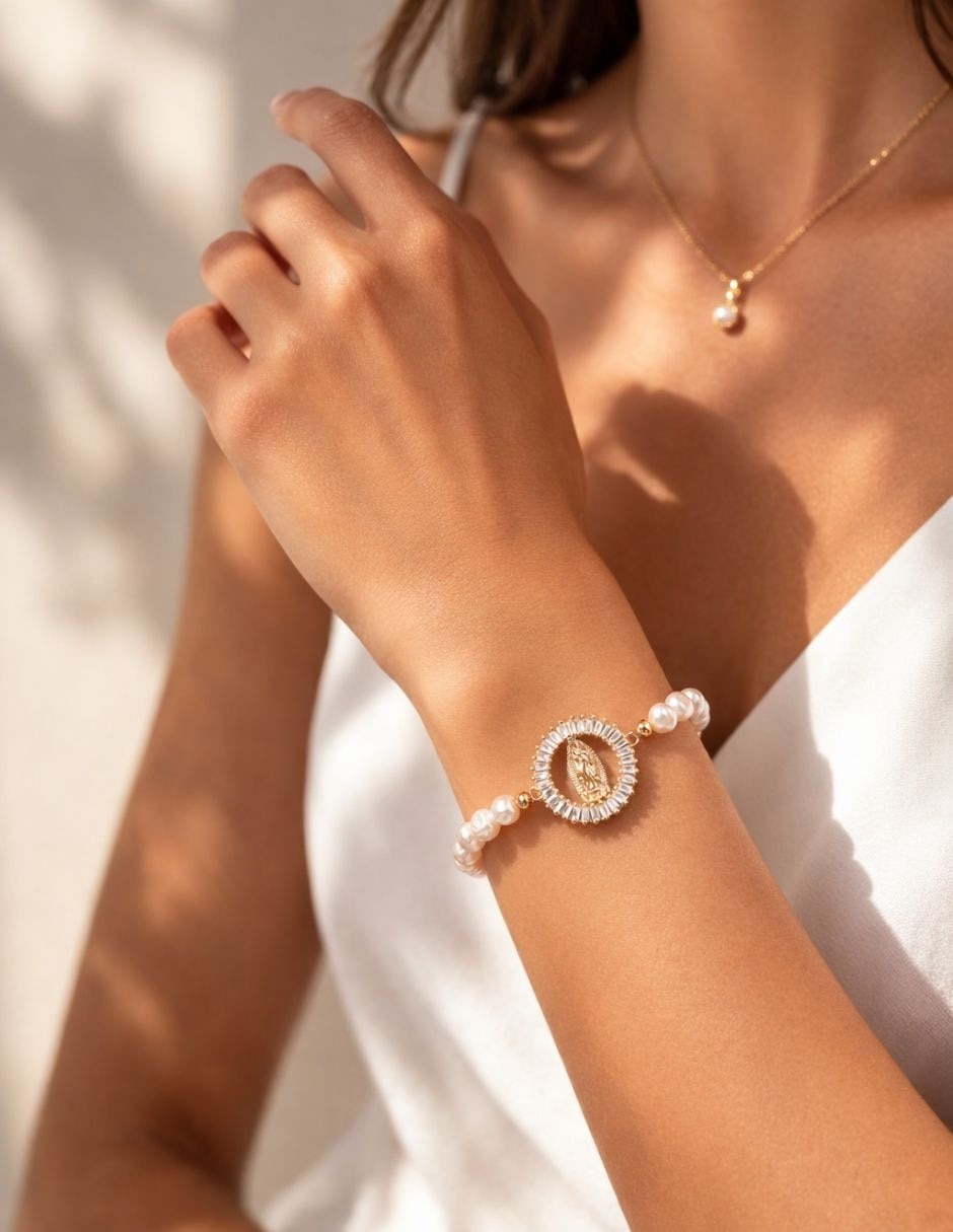 Pulsera Yoiko de perla 18 K Aurora con acabado baño de oro