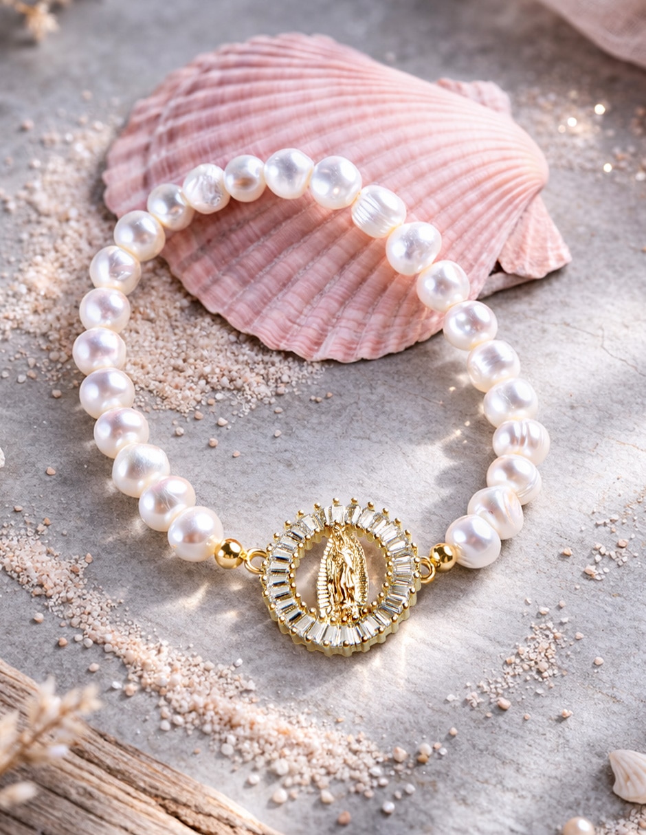 Pulsera Yoiko de perla 18 K Aurora con acabado baño de oro