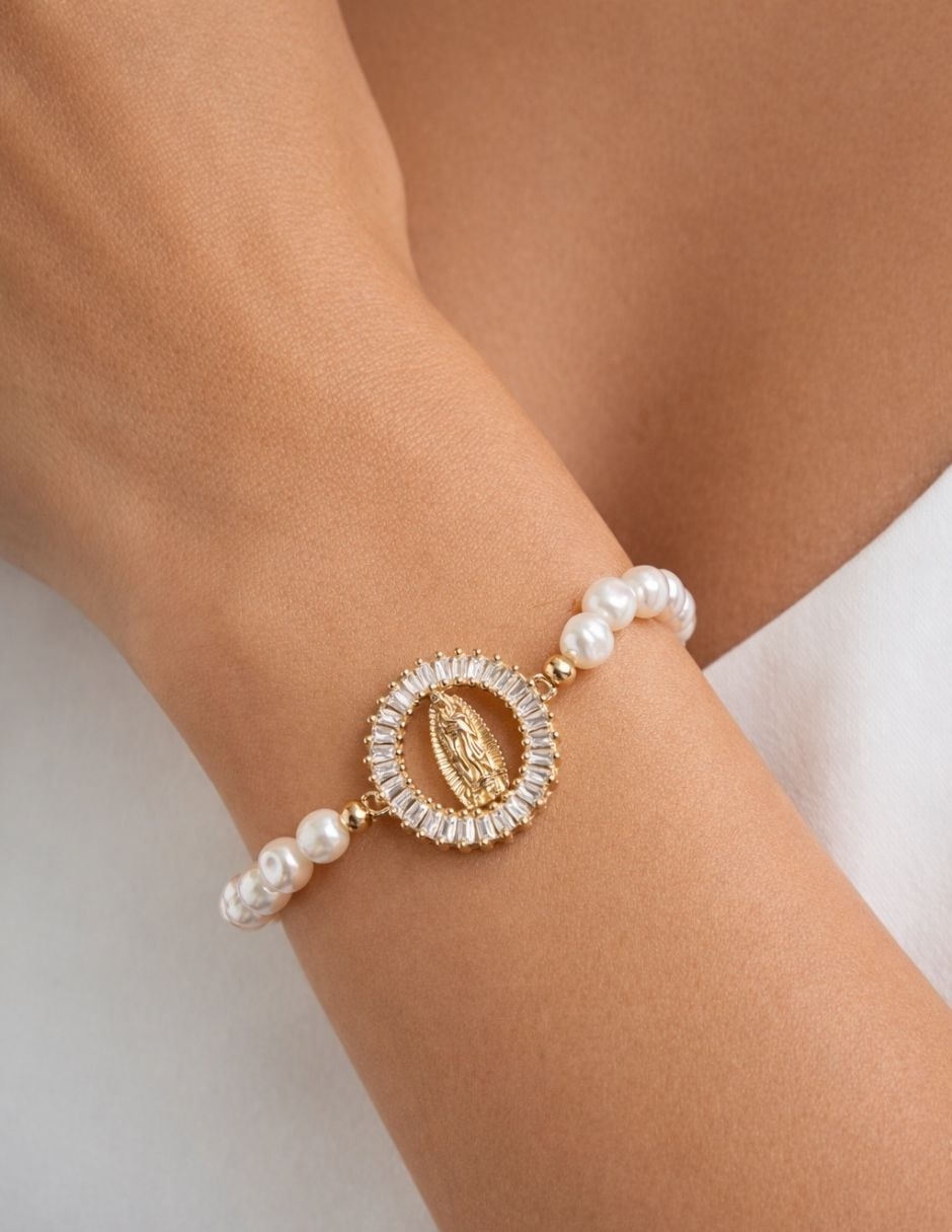 Pulsera Yoiko de perla 18 K Aurora con acabado baño de oro