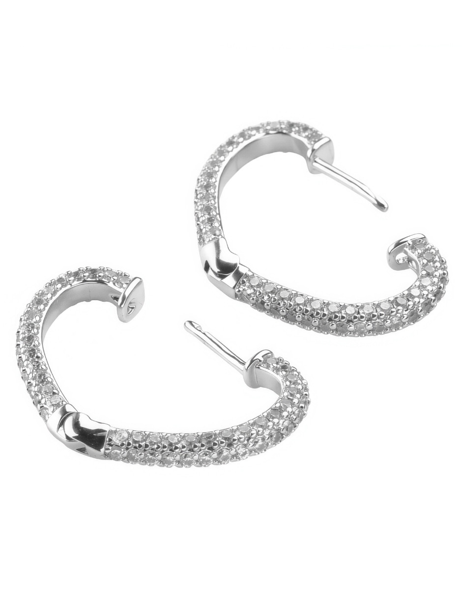 Arracadas de corazón Yoiko Glow con acabado baño rodio zirconia