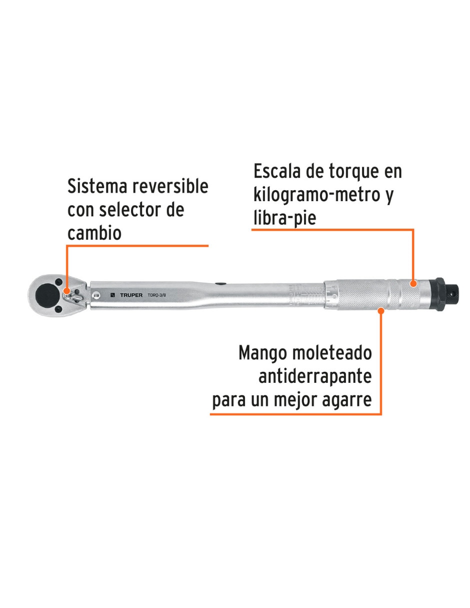 Torquímetro Truper Torq-3/8 5 - 80 Lb-Ft (7 - 108 Nm)