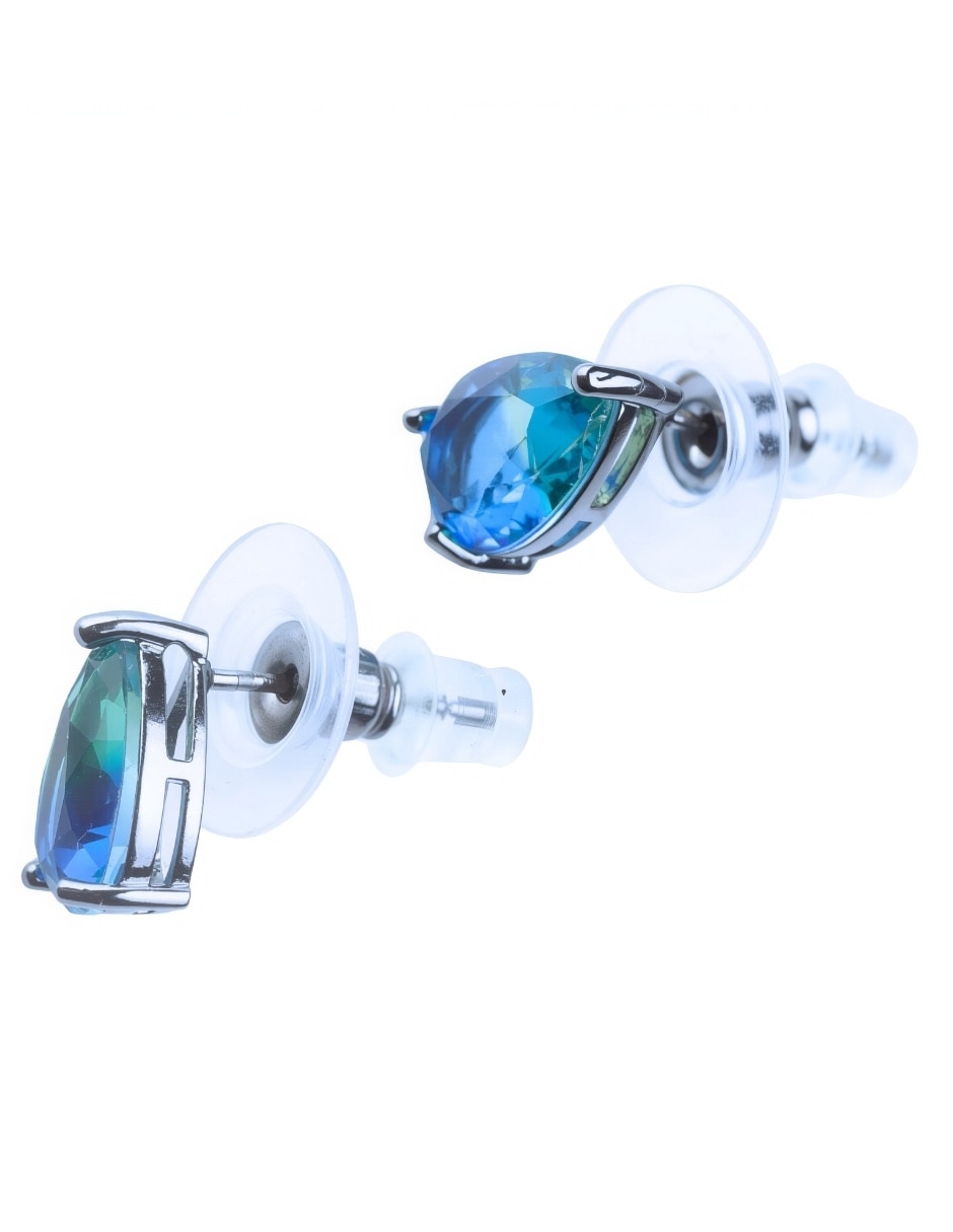 Broqueles de gota Yoiko Ocean con acabado baño rodio zirconia