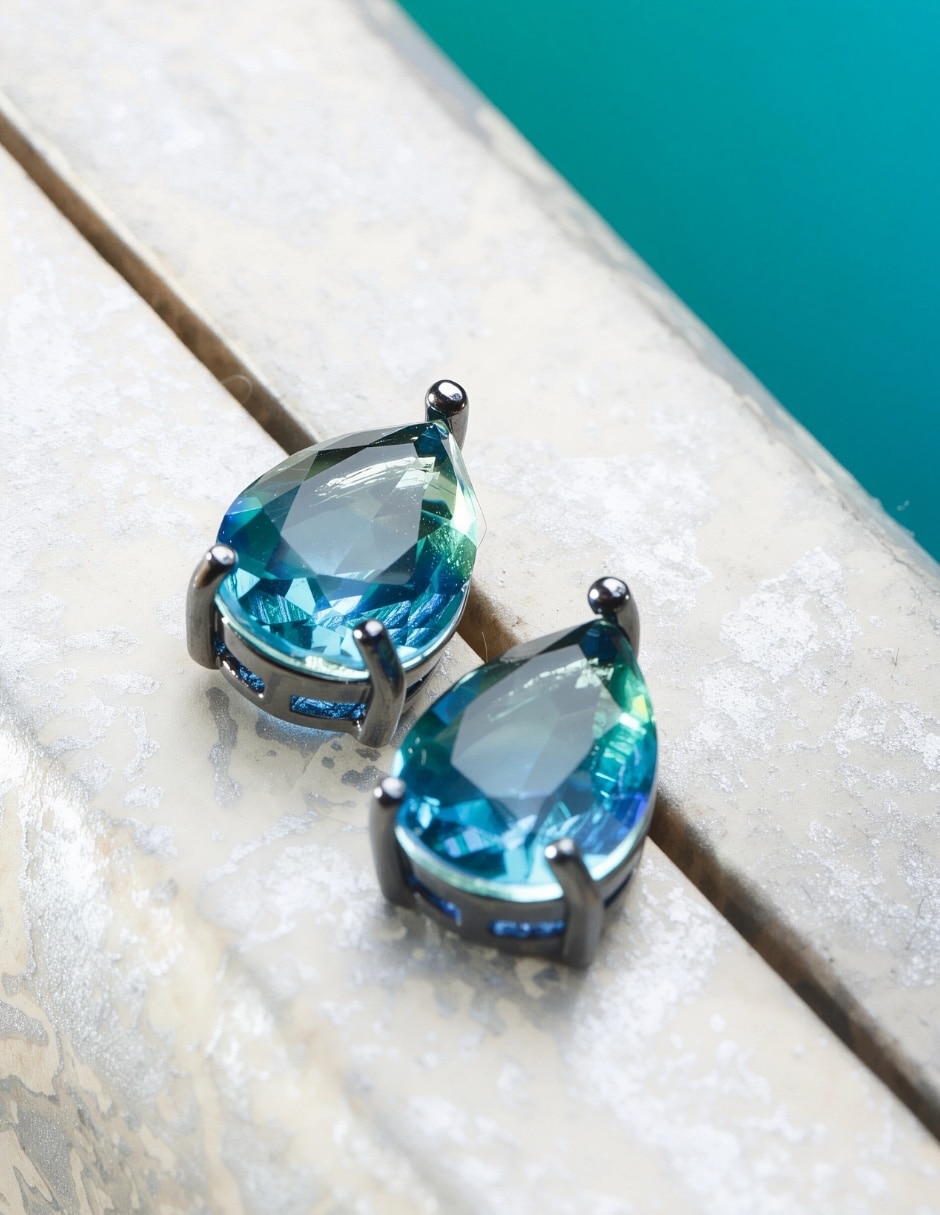 Broqueles de gota Yoiko Ocean con acabado baño rodio zirconia