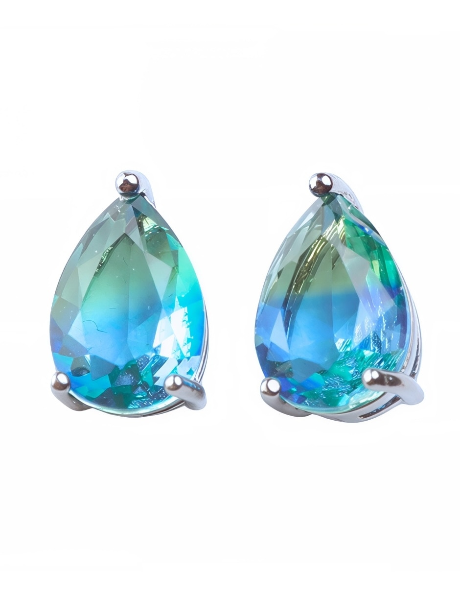 Broqueles de gota Ocean con acabado baño rodio zirconia