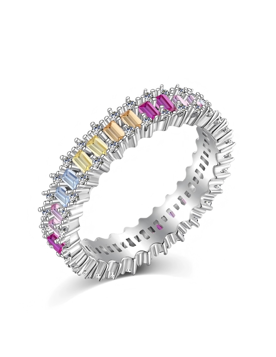 Anillo Yoiko Arcoíris P 925 de plata zirconia baño rodio