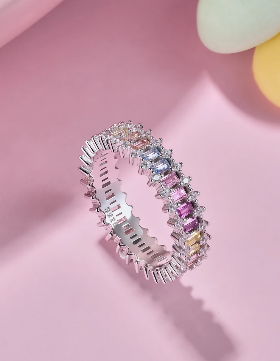 Anillo Yoiko Arcoíris P 925 de plata zirconia baño rodio