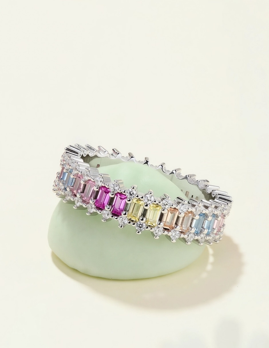 Anillo Yoiko Arcoíris P 925 de plata zirconia baño rodio
