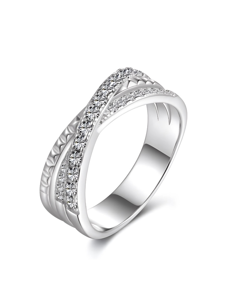 Anillo Yoiko Lazos P 925 de plata zirconia baño rodio