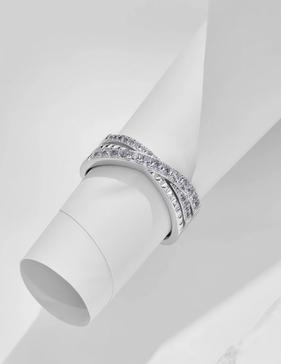 Anillo Yoiko Lazos P 925 de plata zirconia baño rodio