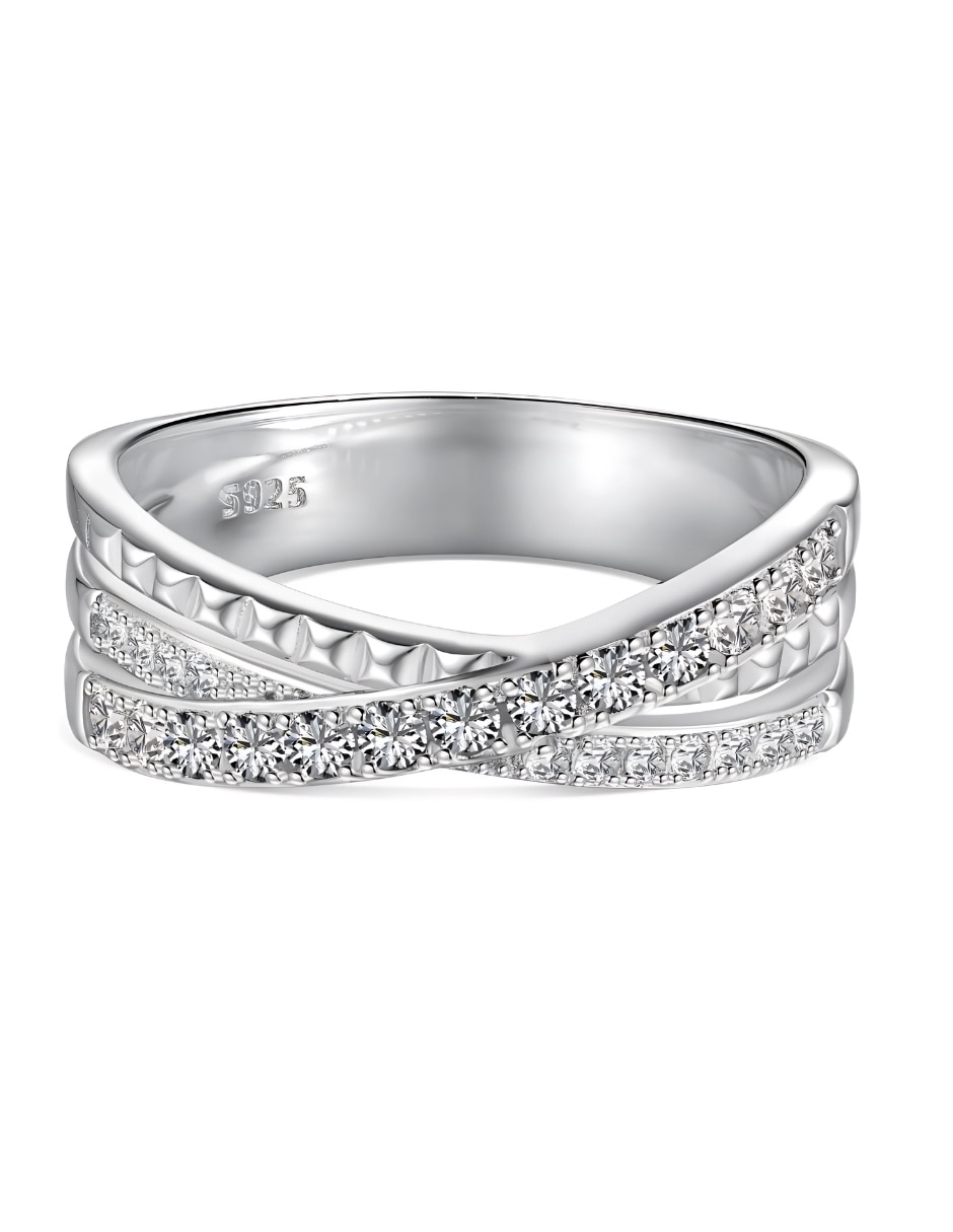 Anillo Yoiko Lazos P 925 de plata zirconia baño rodio