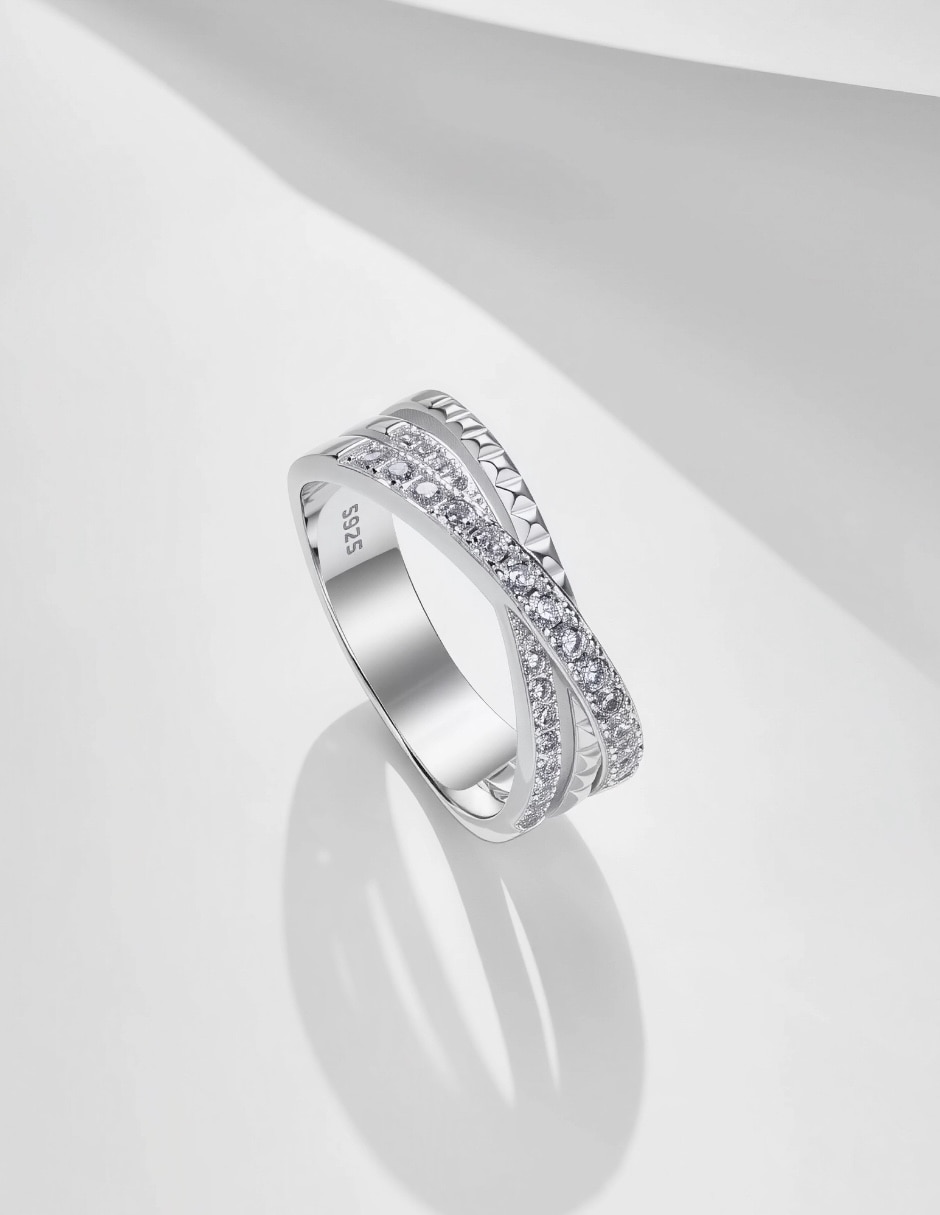 Anillo Yoiko Lazos P 925 de plata zirconia baño rodio