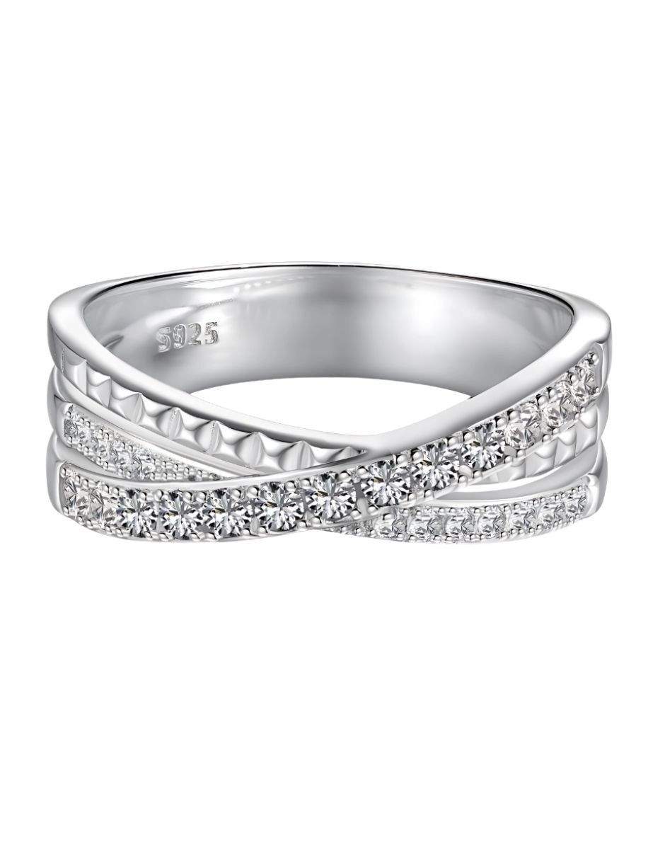 Anillo Lazos P 925 de plata zirconia baño rodio