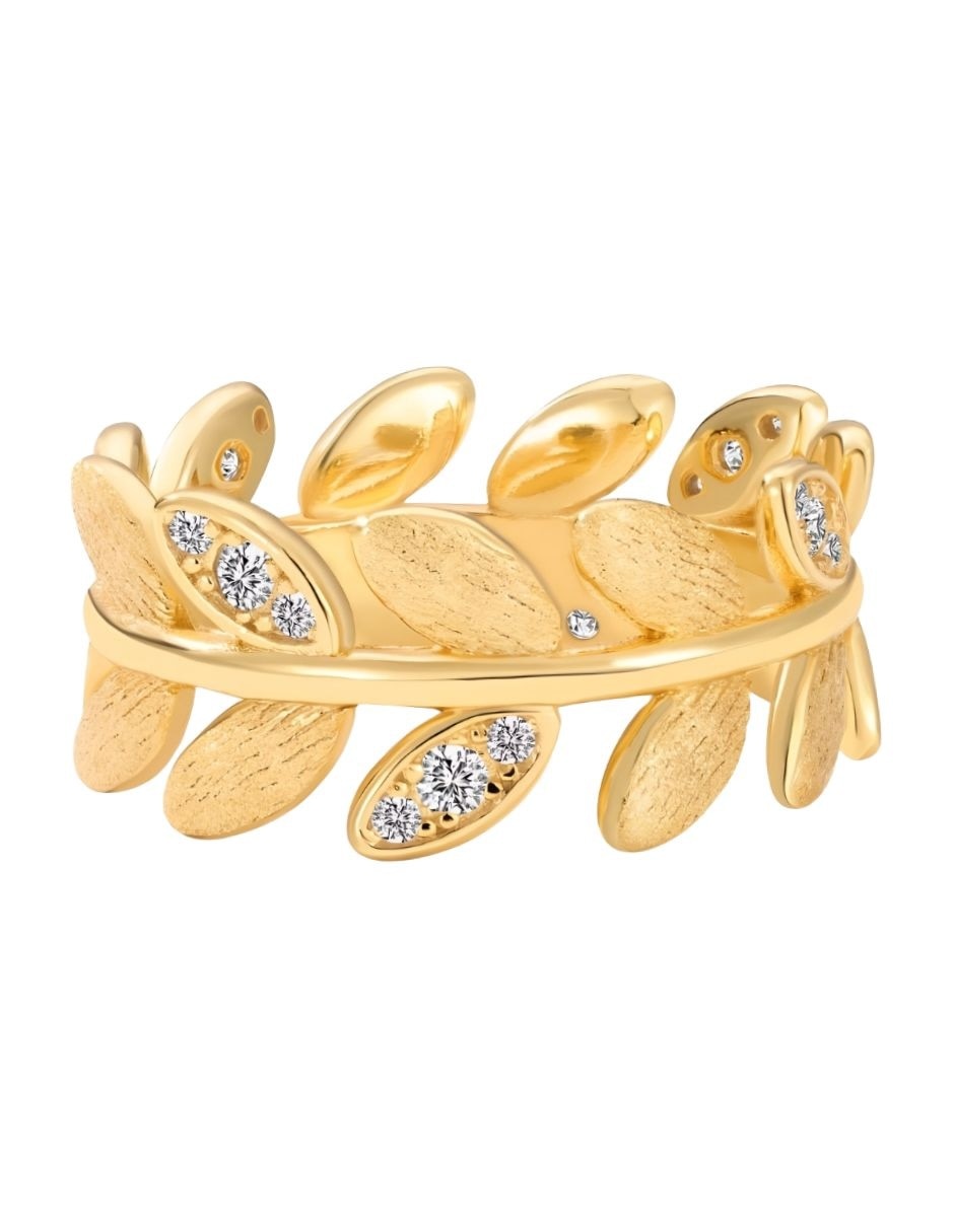 Anillo Yoiko Laurel 18 K de Plata Zirconia Baño de oro
