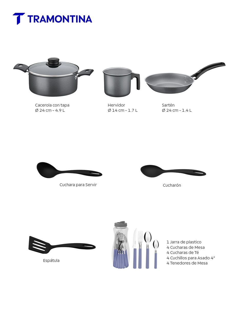 Batería de cocina Tramontina 27899501 de aluminio antiadherente Starflon Max 24 piezas