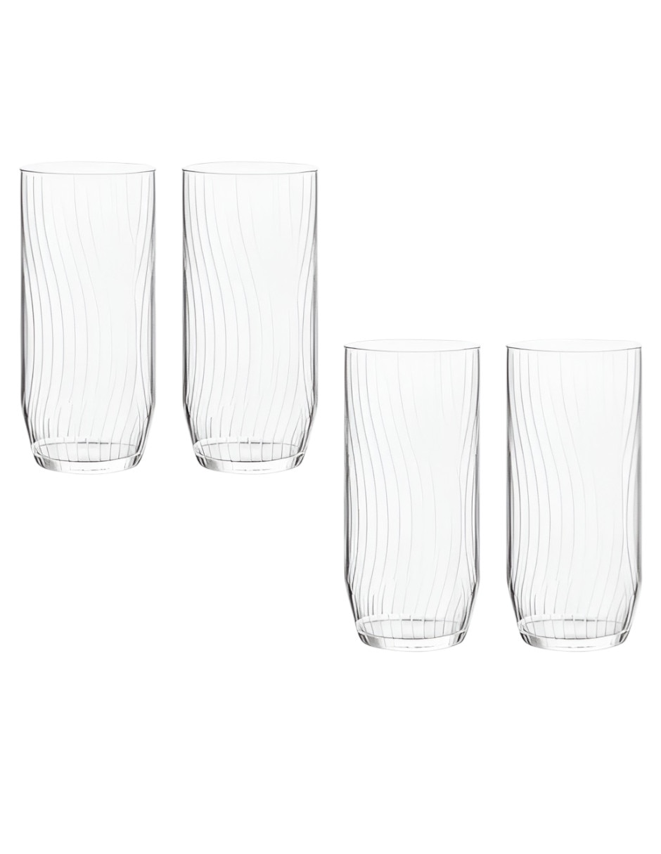 Set de vasos largos de vidrio con 4 piezas
