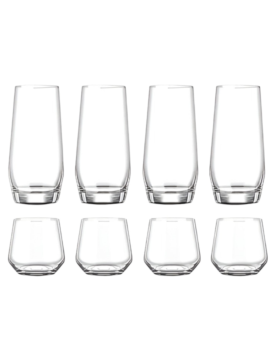 Vaso largo de cristal con 8 piezas piezas