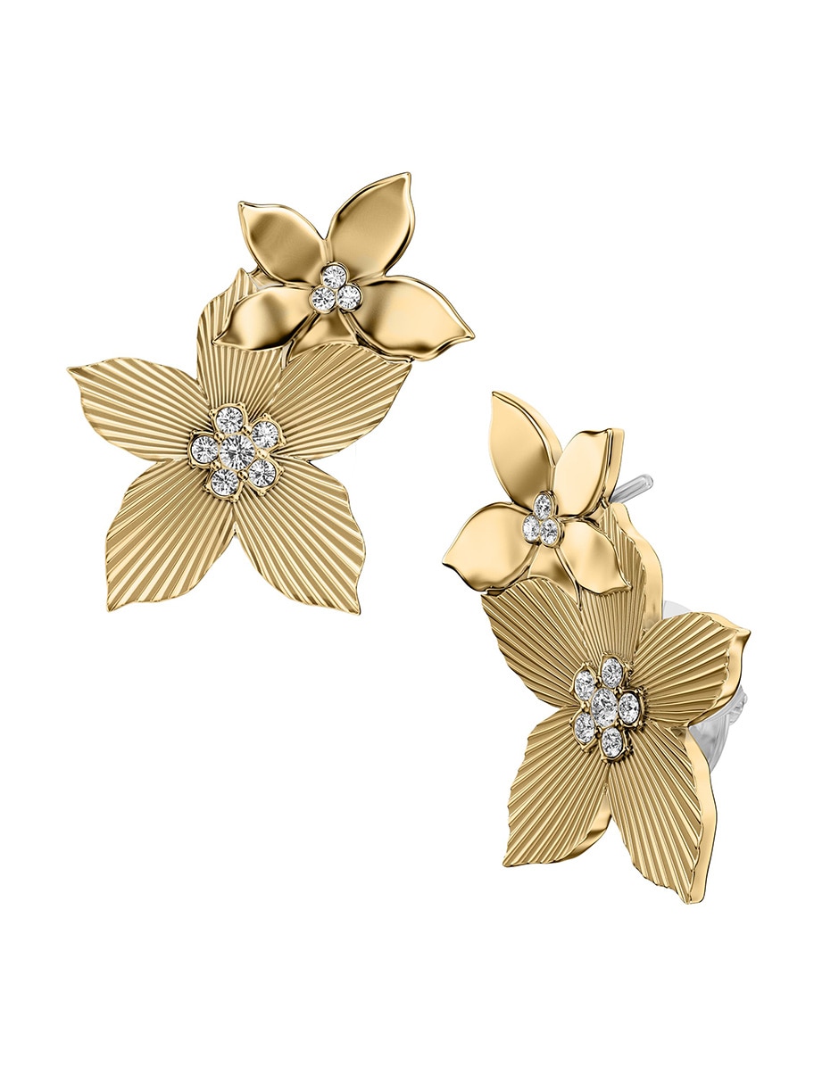 Broqueles de flor Fossil Sutton con acabado pulido cristal